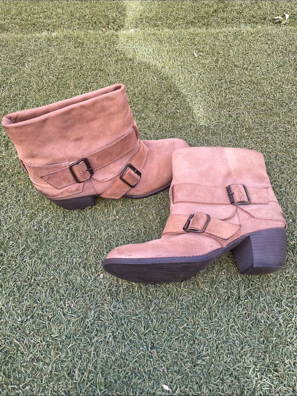 MIA Sergeant Tan Suede Double-Buckle Ankle Booties
